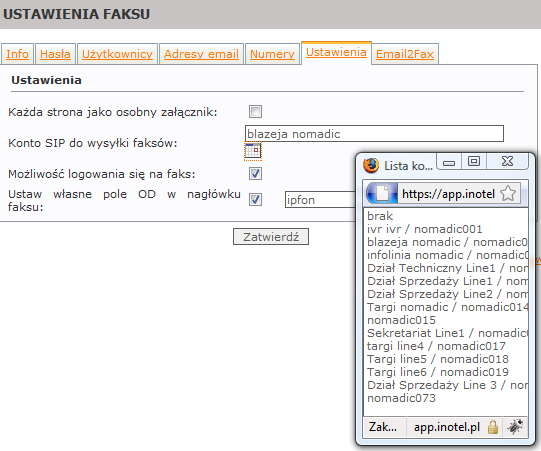 ustawienia faxu w ipfon24